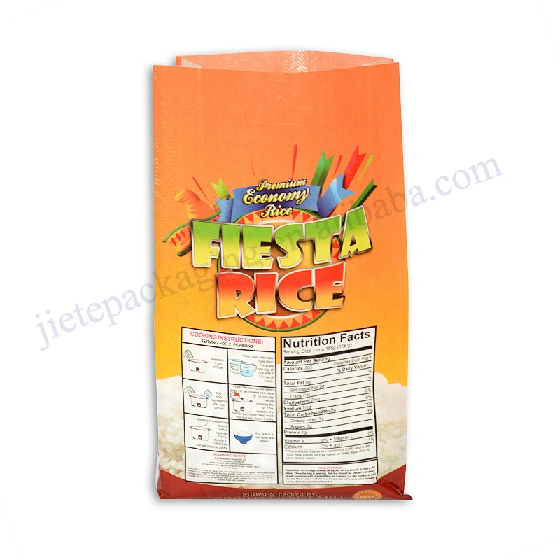 China supplier customized 10kg plastic rice packing bag with D handle