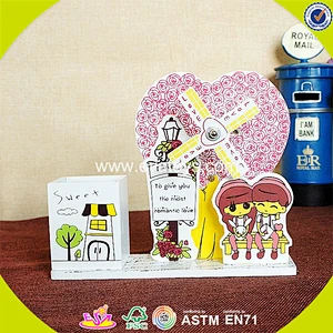wholesale baby wooden decorative music box kids brush pot wooden decorative music box W02A035
