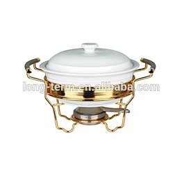 CD132A圆形陶瓷自助餐服务器食物保温器与金色