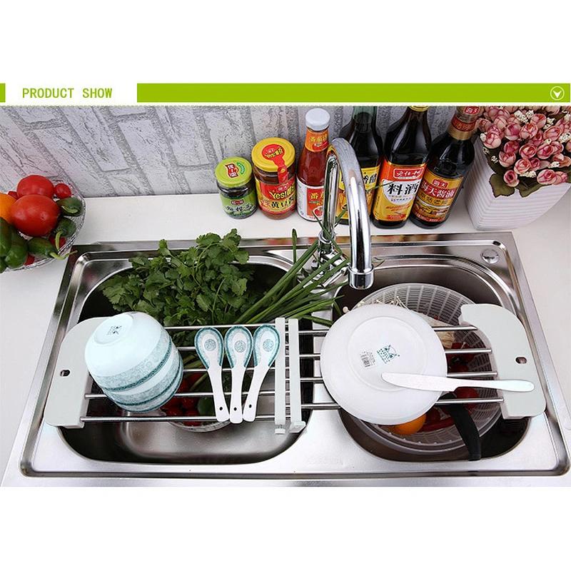 stainless steel kitchen dish rack over the sink