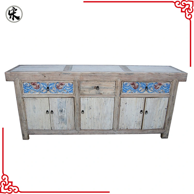 Beijing factory wholesale reproduction natural wood color carved chinese antique furniture