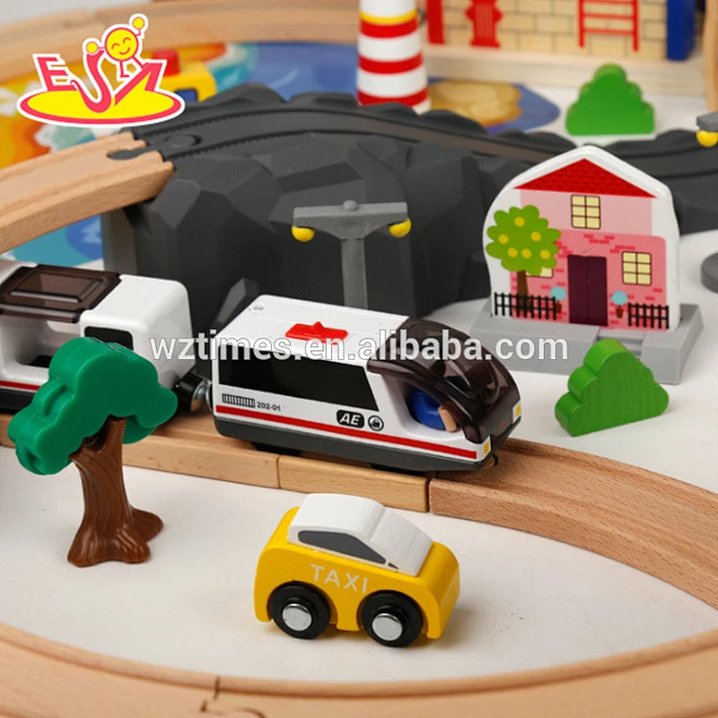 Wooden Safety Railway Train Set Toys for Kids Birthday Gift W04C150