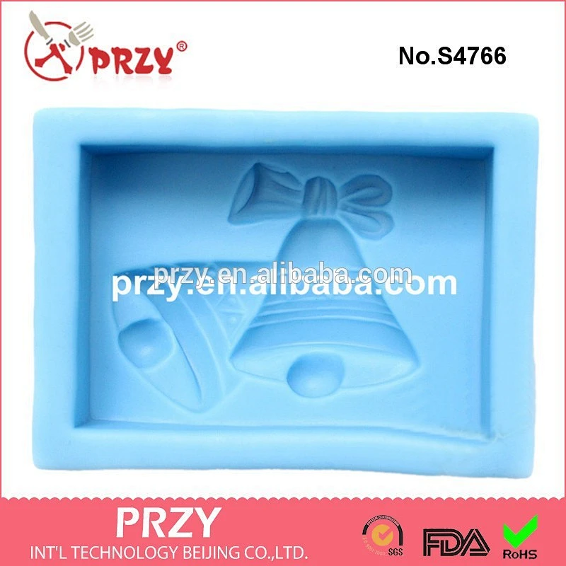 PRZY S4766 Christmas series bell silicone soap making forms Christmas mold