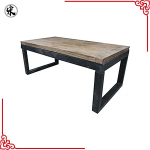 chinese vintage industrial wooden iron coffee table furniture