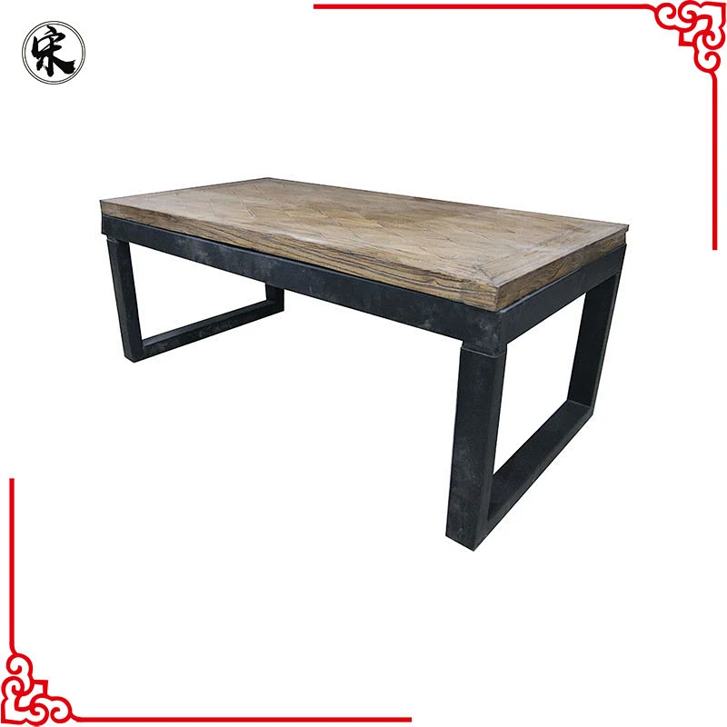 chinese vintage industrial wooden iron coffee table furniture