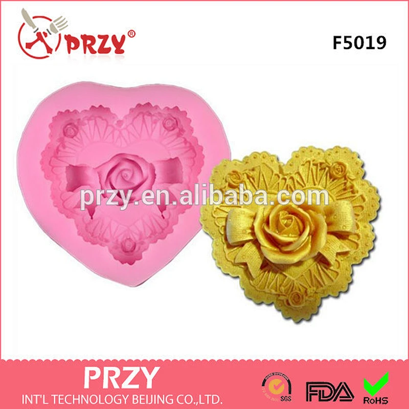 DIY heart shape rose character fondant silicone mold handmade chocolate molds