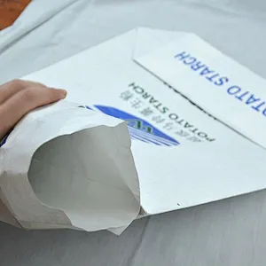 Custom 25kg white kraft paper bag for raw powder, flour packing