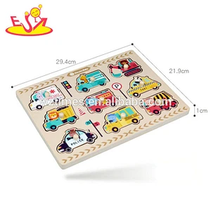 Wholesale popular peg puzzle toy wooden vehicles puzzle for baby W14M113