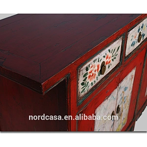 Chinese Antique Style Hand Painted Storage Cabinet