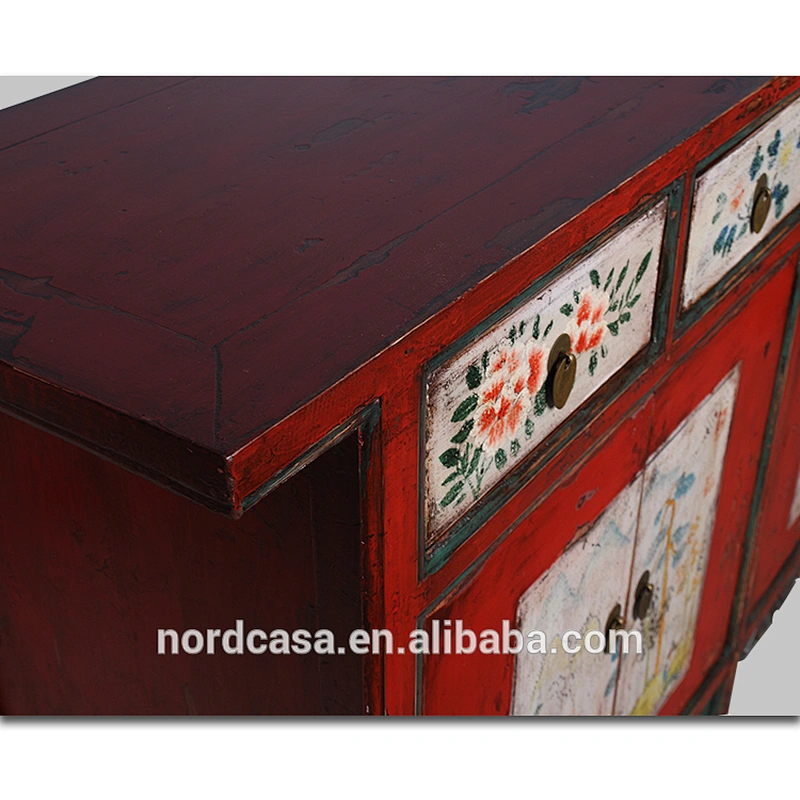 Chinese Antique Style Hand Painted Storage Cabinet