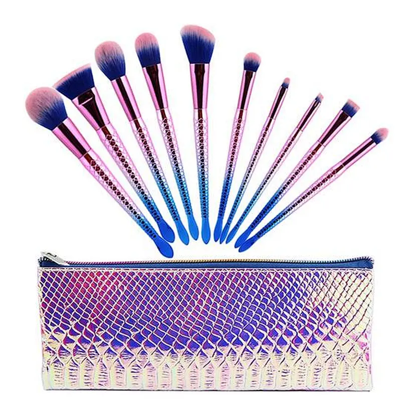 10PCS Mermaid Makeup Brushes Set With Case