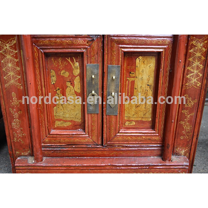 bedroom old cabinet chinese antique small cabinet red&black