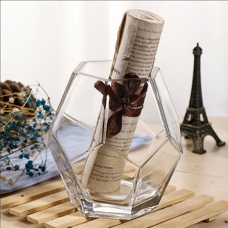 Handcrafted Irregular clear glass vase for household