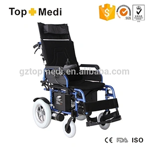 Folding Tiltable High Back Portable Reclining Electric Wheelchair With Flip-up Armrest