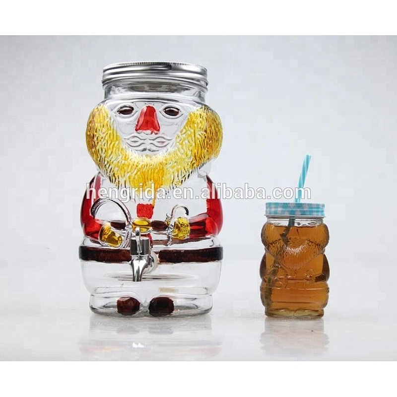 Wholesale 1 Gallon Santa Claus Lead-free Glass Masion Jar Glass Drink Dispenser With  Tap