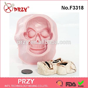 F3318 Large Skull Silicone Mold - Food Safe Chocolate, Fondant, Candy, Ice Mold