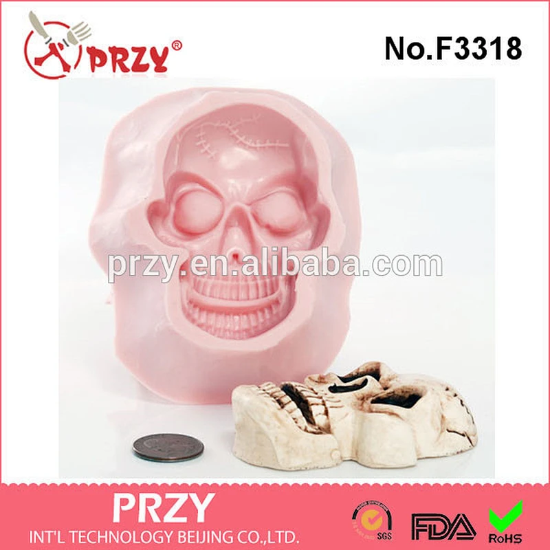 F3318 Large Skull Silicone Mold - Food Safe Chocolate, Fondant, Candy, Ice Mold