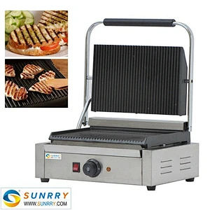 Electric stainless steel contact panini grill machine maker (SUNRRY SY-GR62B)
