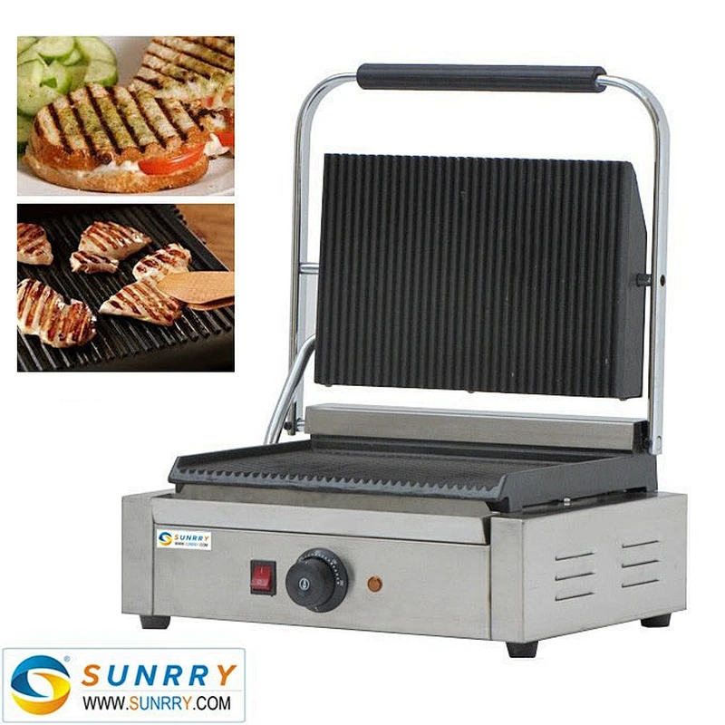 Electric stainless steel contact panini grill machine maker (SUNRRY SY-GR62B)