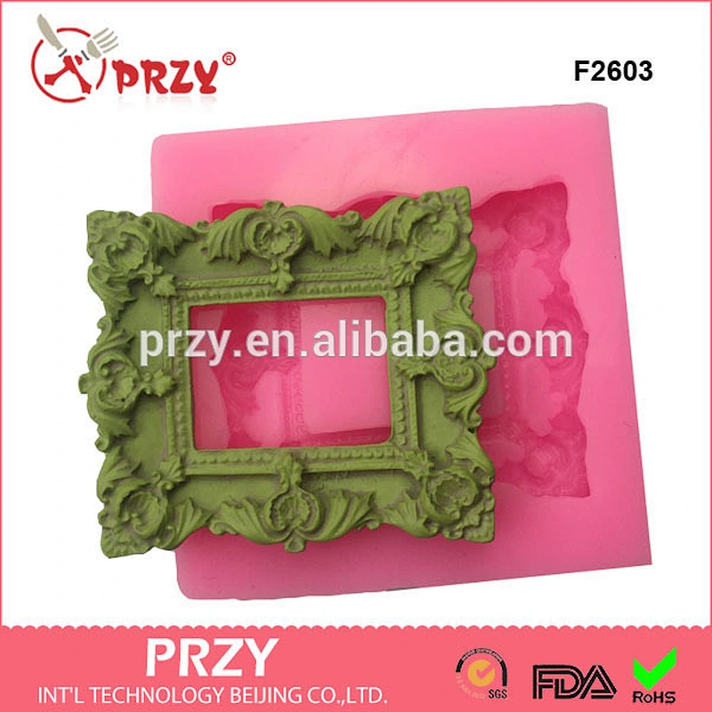 F2603 High quality Silicone Mold for Fondant with CE certificate; 3d frame silicone mold