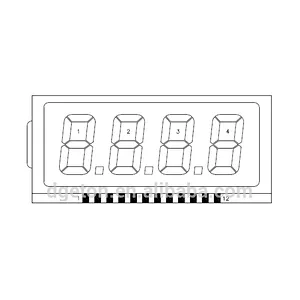 Side Pin Four Digits 7 Segment LCD Display