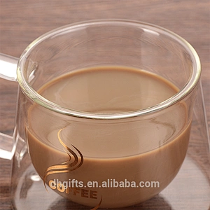 Hot selling 200ML double wall square glass coffee cup with handle for office