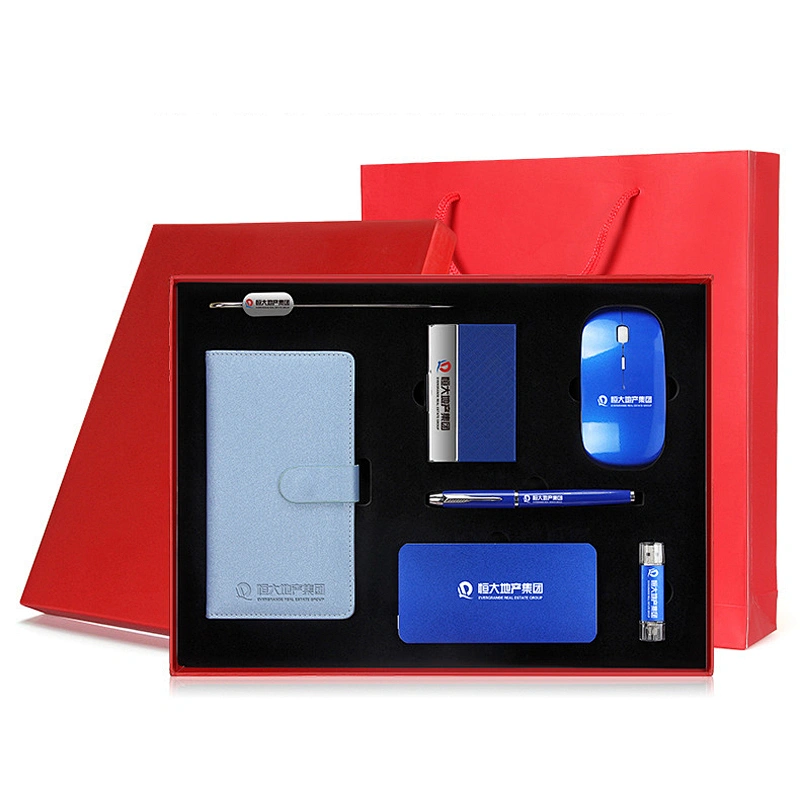 Mouse U-Disk Notebook 7pcs Business Gift Set 2019 Hot Sale Wedding Gift Set Free Design Logo Company Office Gift