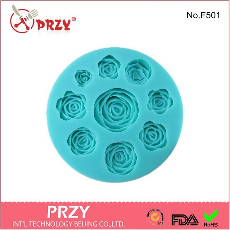 9 Roses fondant mold,cake silicone mold,roses chocolate mold