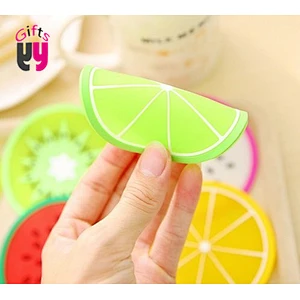 Fruit pattern round silicon coaster heat resistant mat