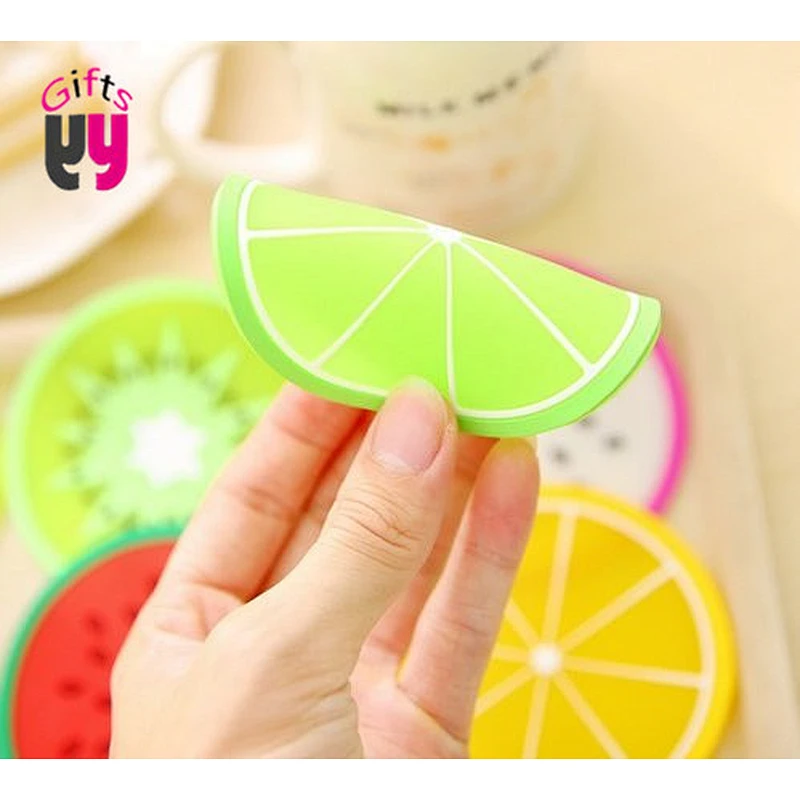 Fruit pattern round silicon coaster heat resistant mat