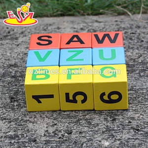 New design educational wooden alphabet blocks for kids W14B071