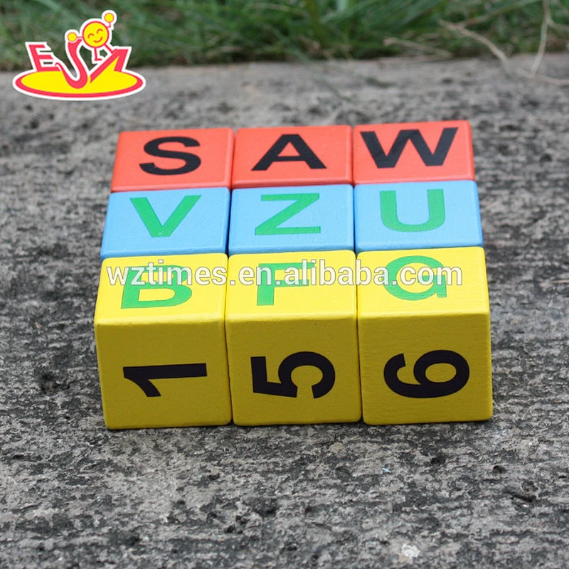 New design educational wooden alphabet blocks for kids W14B071
