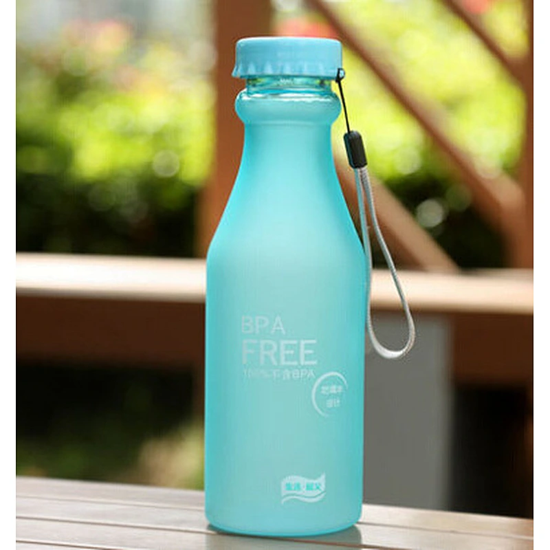 Soda Water Bottle Unbreakable Scrub Water Bottle Portable Creative Plastic Water Cup with Lid and String for Students