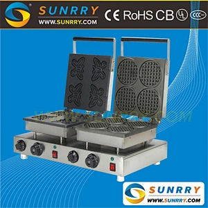 Electric carbon butterfly and circle waffle iron maker biscuit making machine