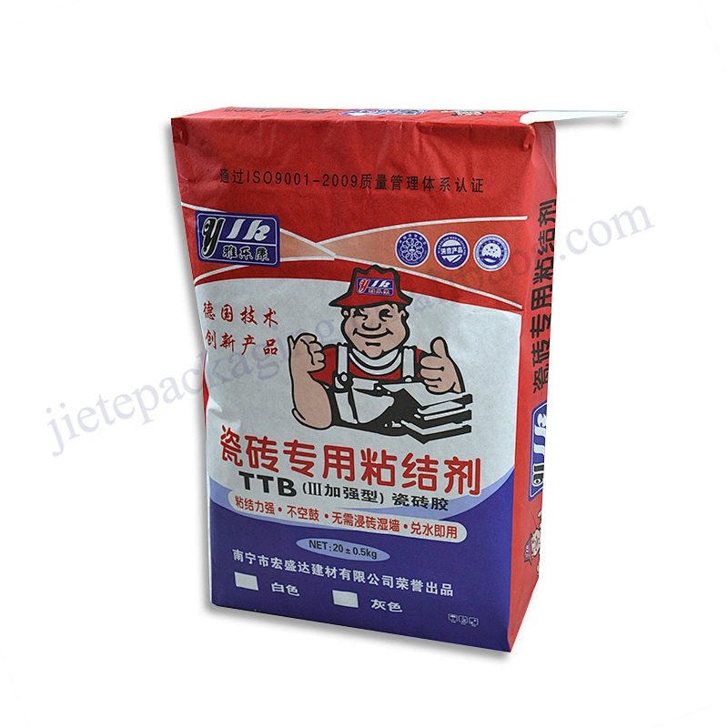 Customized multi-layer kraft paper block bottom stand up cement packaging bag 20kg for sale