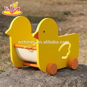 wholesale lovely duck baby wooden pull car toy new design wooden pull car toy for toddlers W05B158