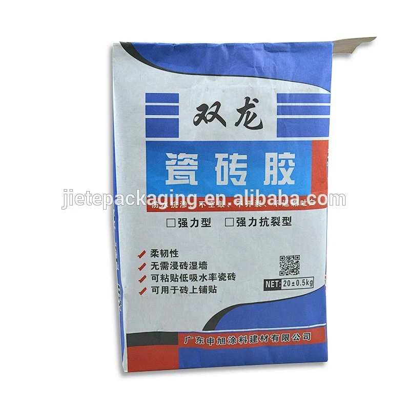 block bottom kraft paper cement, putty powder, tile adhesive ceramic glue packaging bags 25kg 20kg