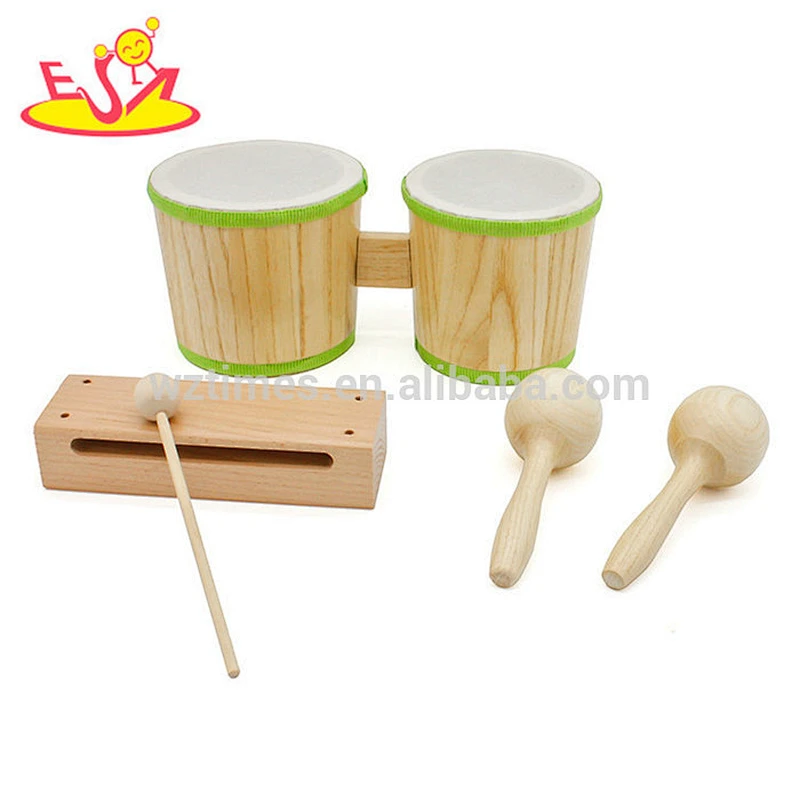 New hottest music toys wooden baby drum set for education W07A075