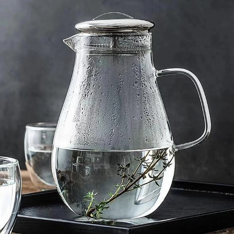 Big capacity 1.9L glass teapot with handle and stainless steel plug