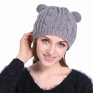 Best Selling Cute Earflap Knit Winter Hat Handmade Women Knitted Hat