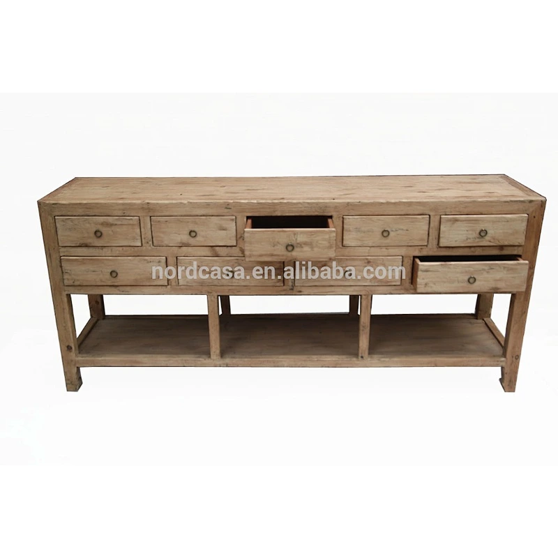Natural wood nine drawer antique cabinet old table chinese antique furniture Beijing of antique furniture buffet cabinet