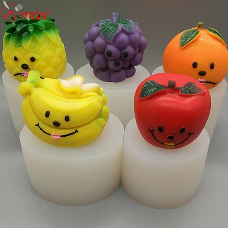 New design cute 3D Cartoon orange fruit soap mould silicone grape banana Soap silicone cake molds