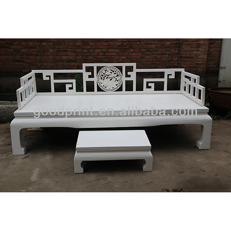 Chinese Antique White single Bed sofa
