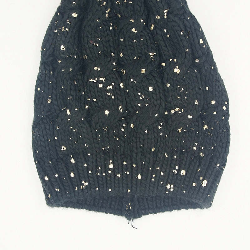 Unisex warm soft stretch cable knit beanie cap hat with blings