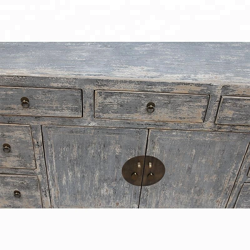 chinese antique reproduction distressed grey storage buffet store furniture