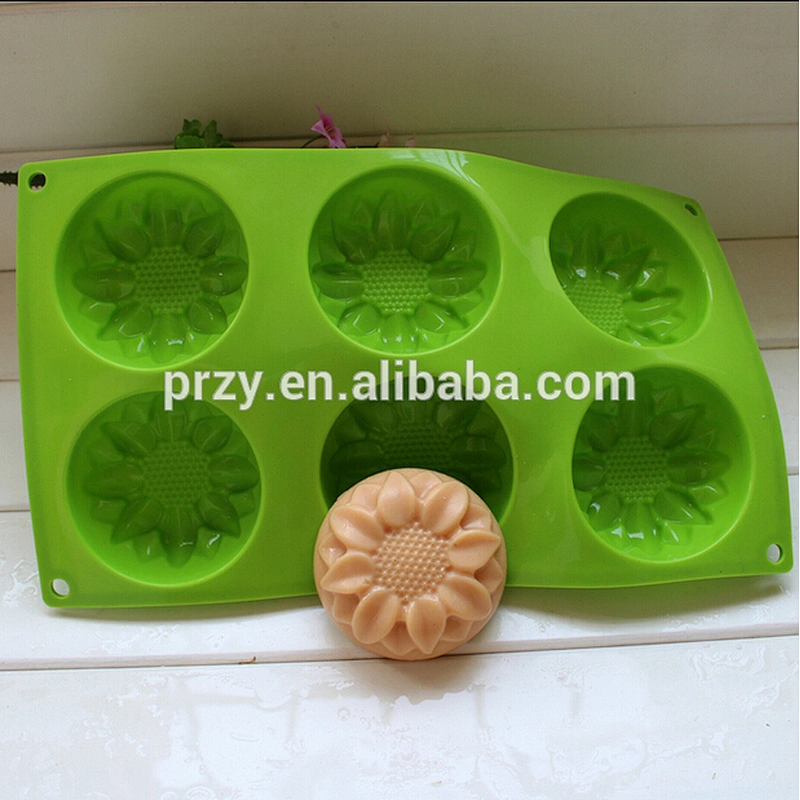 PRZY PR308 6 cavity sunflower shape silicone soap tray