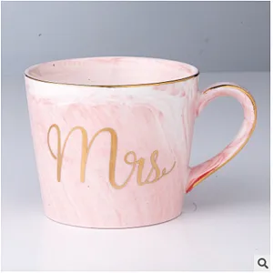 Phnom Penh Round coffee luxury office gift cup couple marble ceramic mug with gold handle