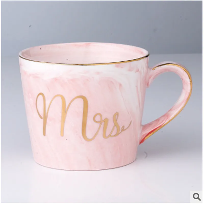 Phnom Penh Round coffee luxury office gift cup couple marble ceramic mug with gold handle