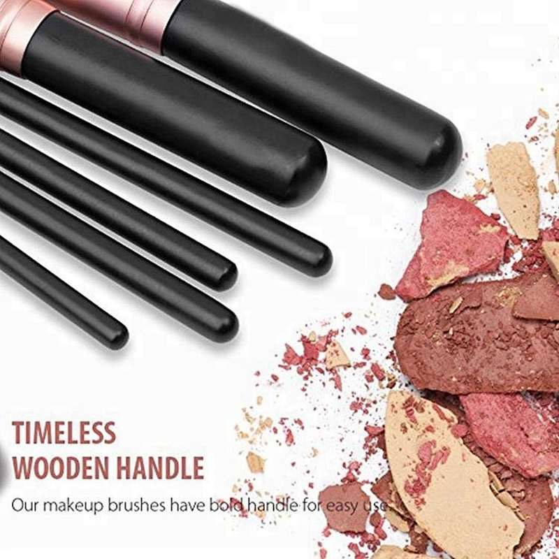 14 Pc Custom Rose Golden Black Makeup Brush Set