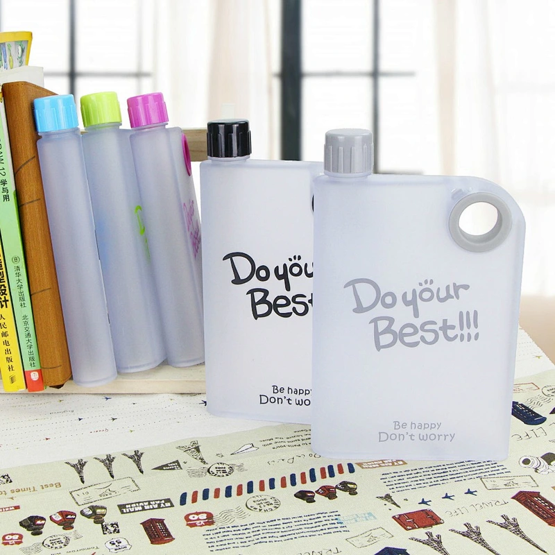 Popular Travel Style 380 ml Portable Plastic Material Sport Drink Cup Notebook Frosted Water Bottle